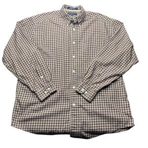 Vintage Tommy Hilfiger Golf Brown Plaid Mens M Button Up Shirt 2000 Preppy